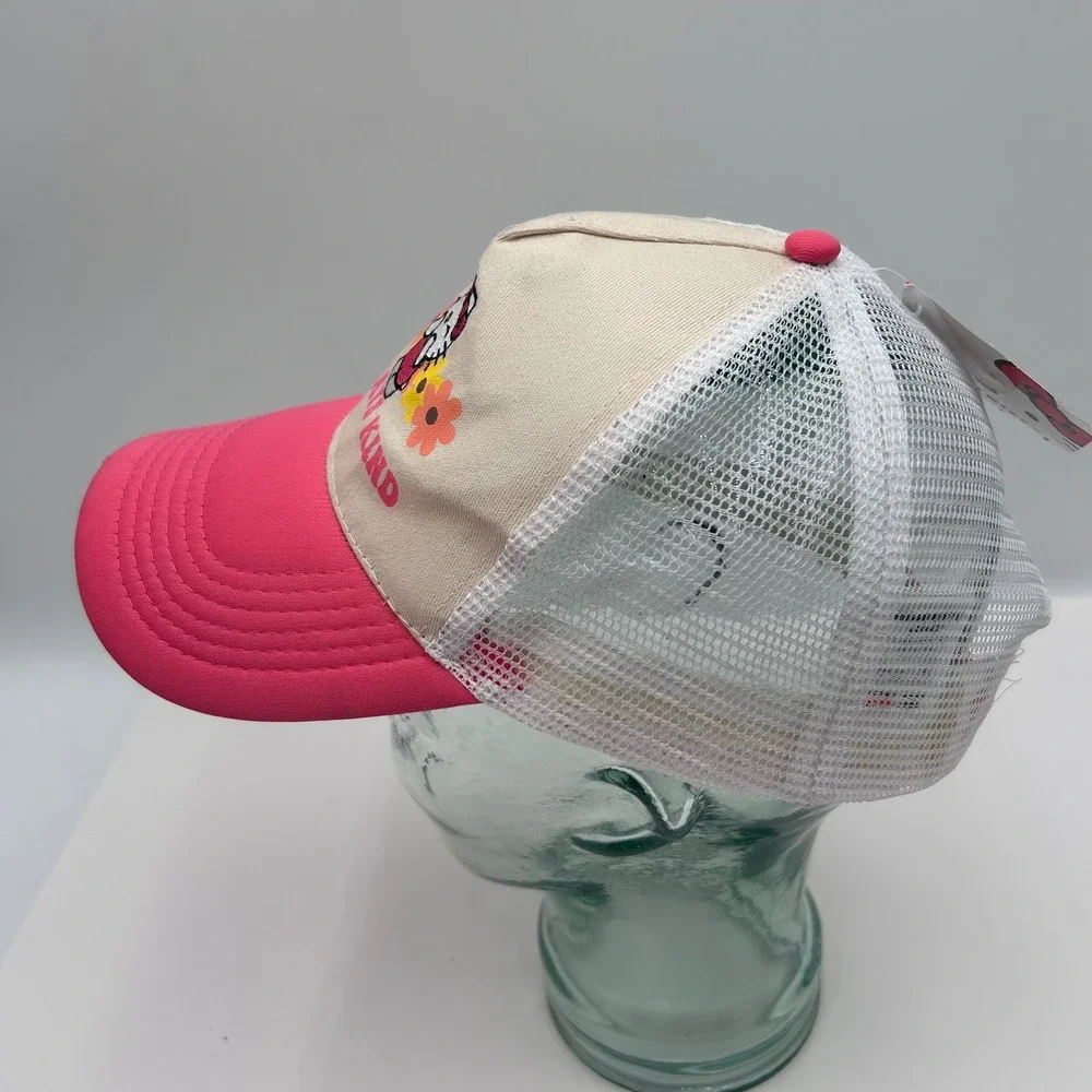 Hello Kitty Sanrio Always Kind Trucker Hat Pink Cream Mesh Snapback Cap NWT - Picture 13 of 14